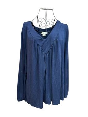 Michael Kors Deep Blue V-Neck Long Sleeve Tunic 3X